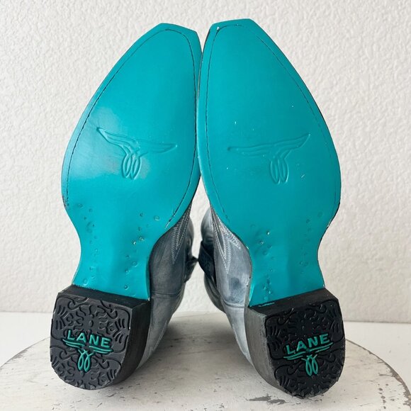 Lane LEXINGTON Womens Cowboy Bootie 6 Blue Western Cowgirl Short Boots Snip Toe - Picture 8 of 11